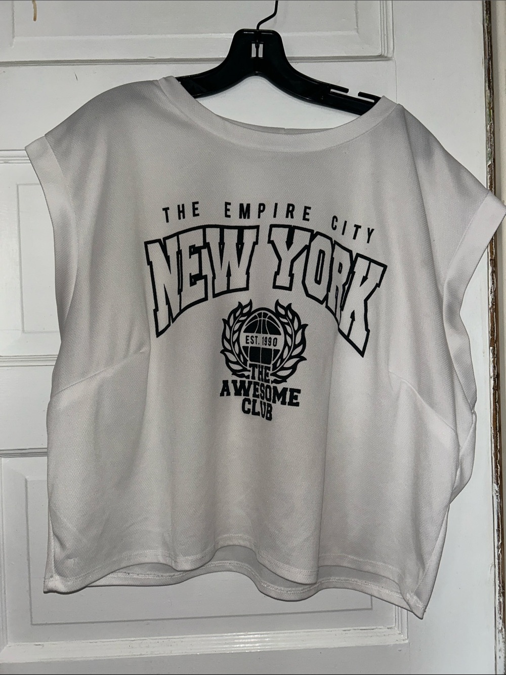 New York Graphic Drop-Shoulder Tee Jersey- White